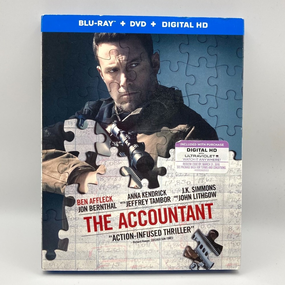 The Accountant Blu Ray DVD Digital HD Movie Ben Affleck Thriller Preowned